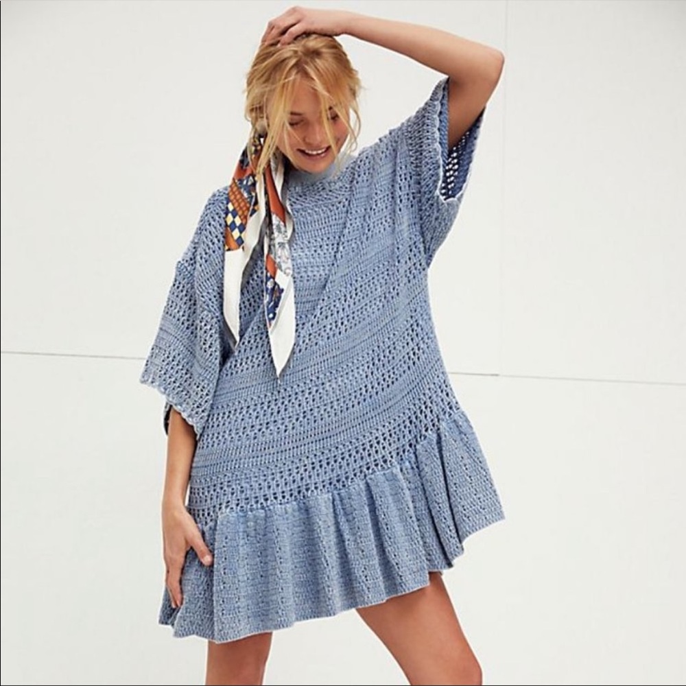 Free People Sistine Crochet Knit Mini Dress